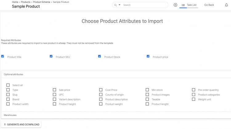 eSwap product attributes