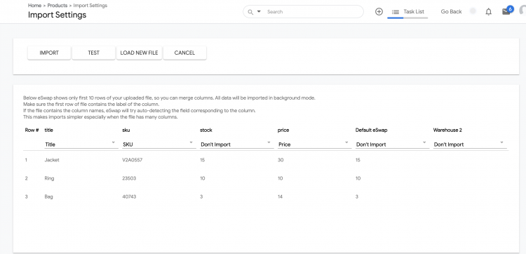 CSV Field mapping eSwap