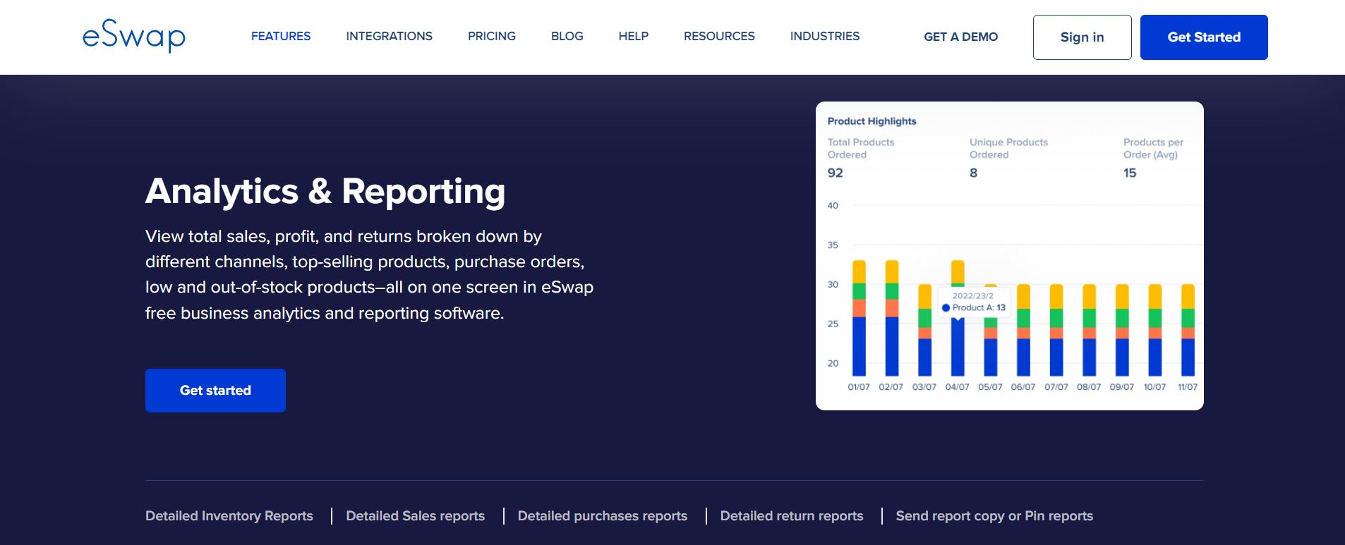 eSwap inventory management software analytics and reporting tool