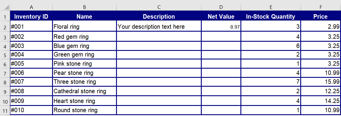 inventory-using-excel