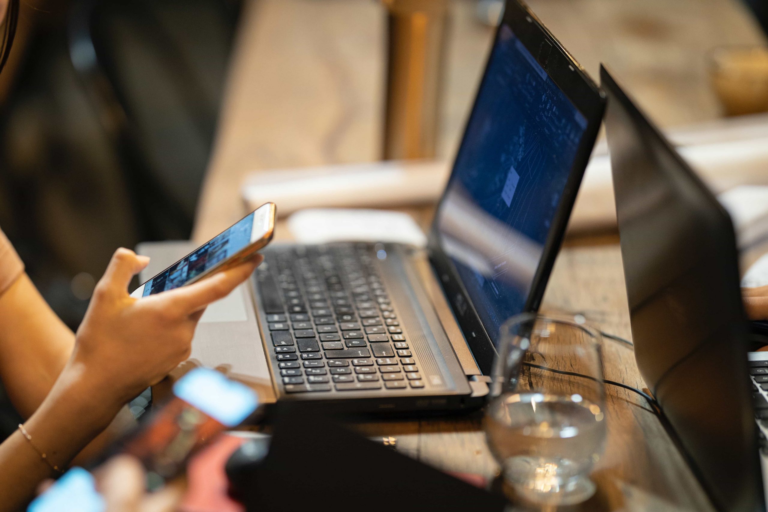 Customer scrolling through social media pages on their phone